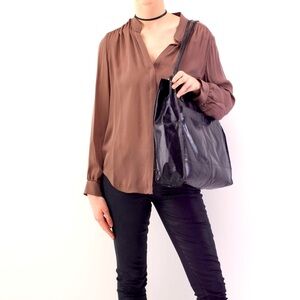 HOBO International Finley Bag Genuine Leather Tote Shoulder Purse Brown/Black 🌸